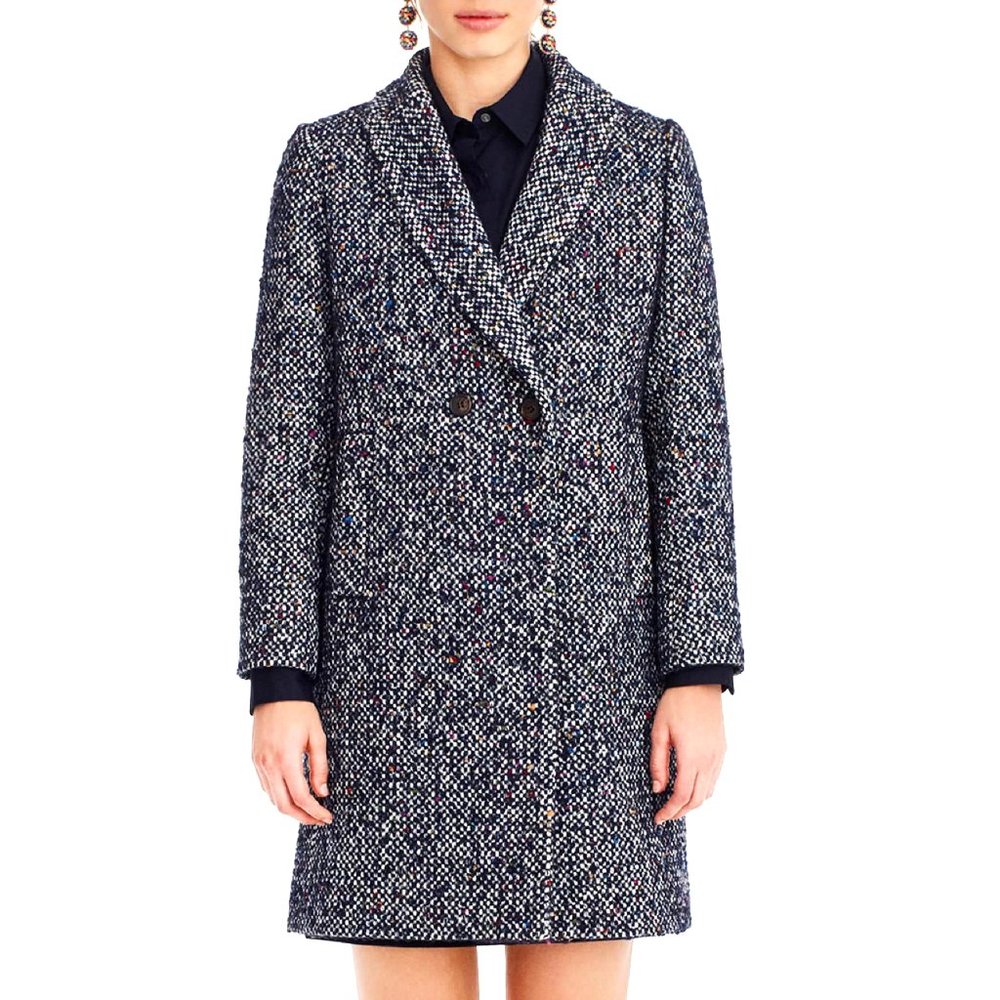 J. Crew | Daphne Topcoat in Italian Tweed | Navy | 00
